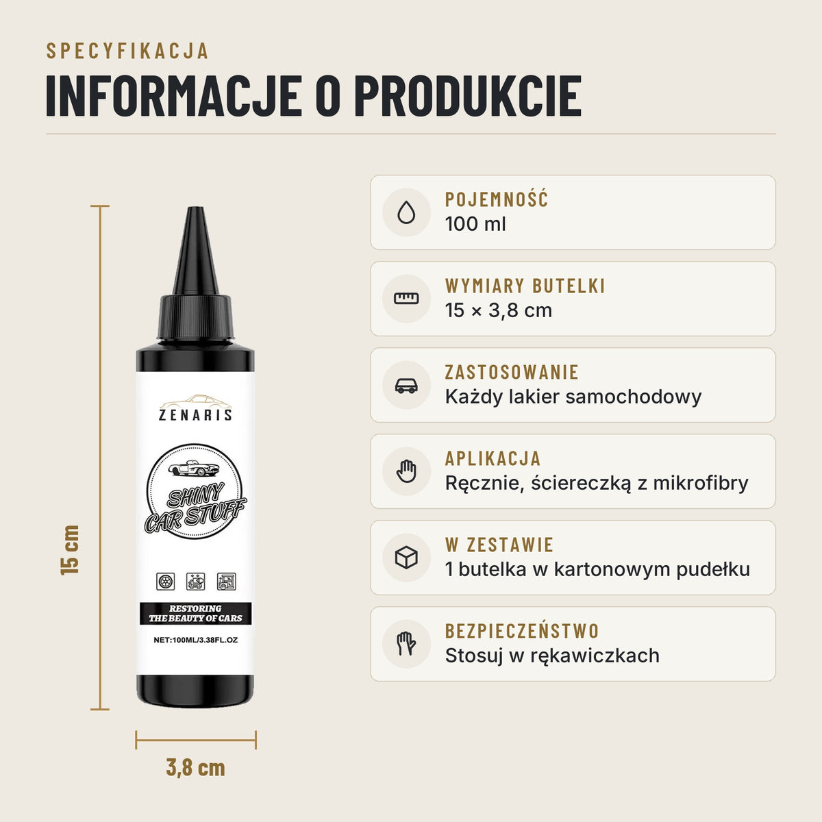 Informacje o produkcie: 100 ml, 15 × 3,8 cm